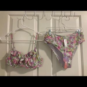Cupshe Floral Underwire Bikini Set w/ High Wasited Bottom